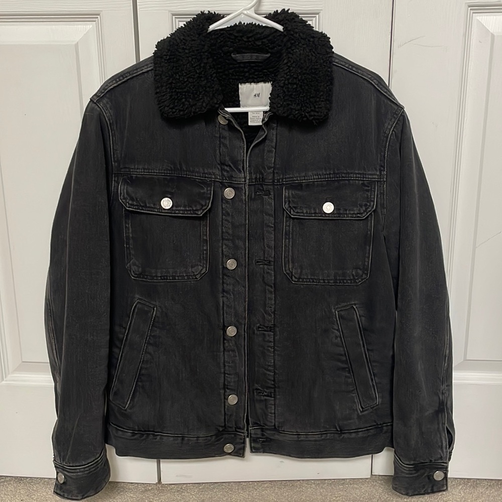 H&M Vintage black Sherpa lined denim jacket